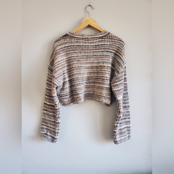 Garage striped crop knit crewneck sweater. Womens medium euc - Picture 7 of 8